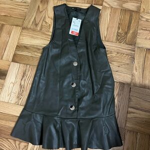 Zara Green Sleeveless Faux Leather Dress